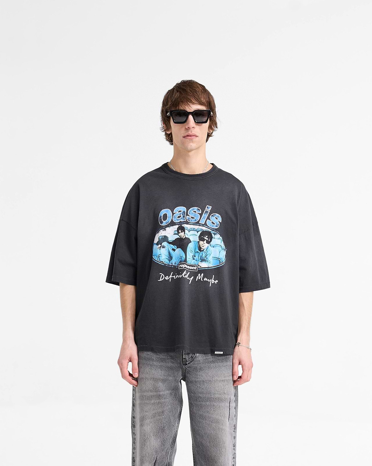 Represent X Oasis Maine Road T-Shirt | Stained Black | REPRESENT