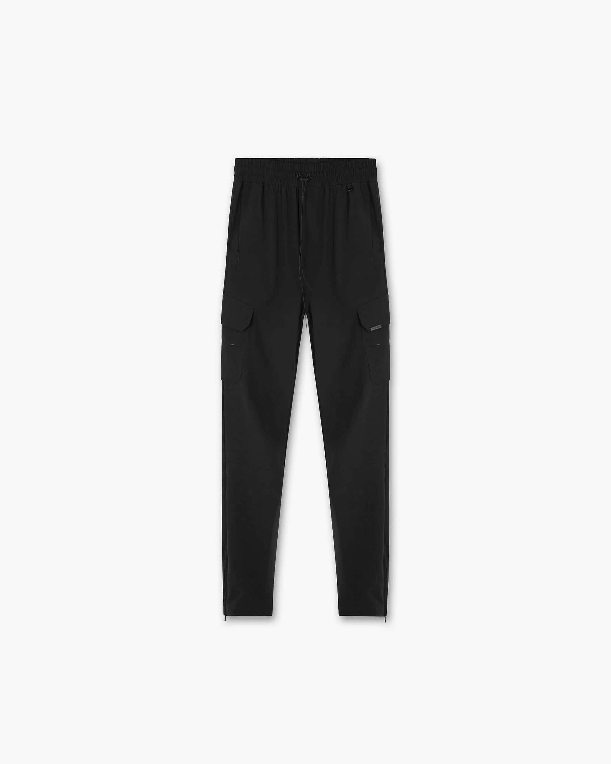 Front product image of mens black pants on a plain white background | 247 Zip Pant in Black | Pants with zip detailing | 247 Pants | Represent Clo