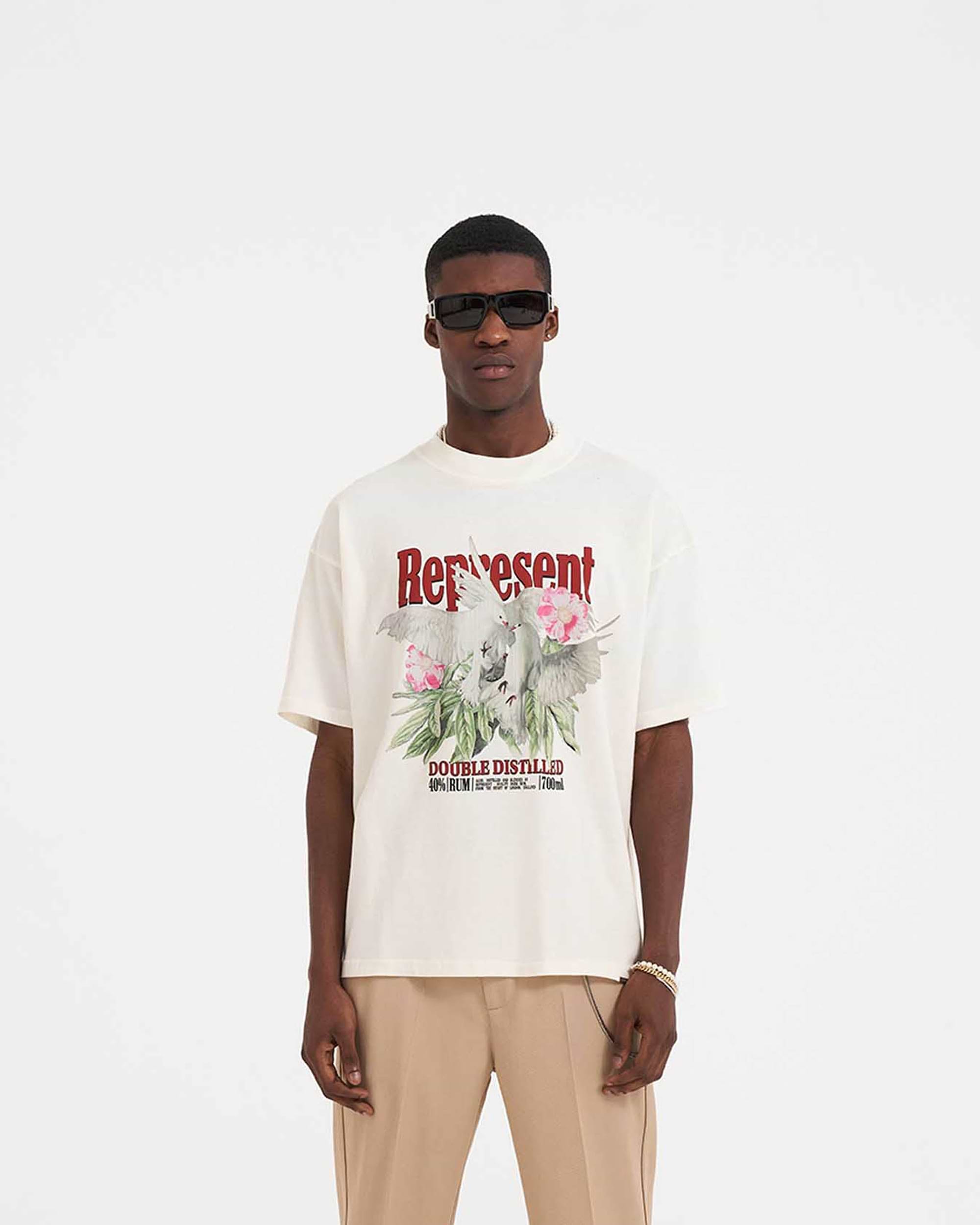 Double Distilled T-Shirt | Flat White T-Shirts SS23 | Represent Clo