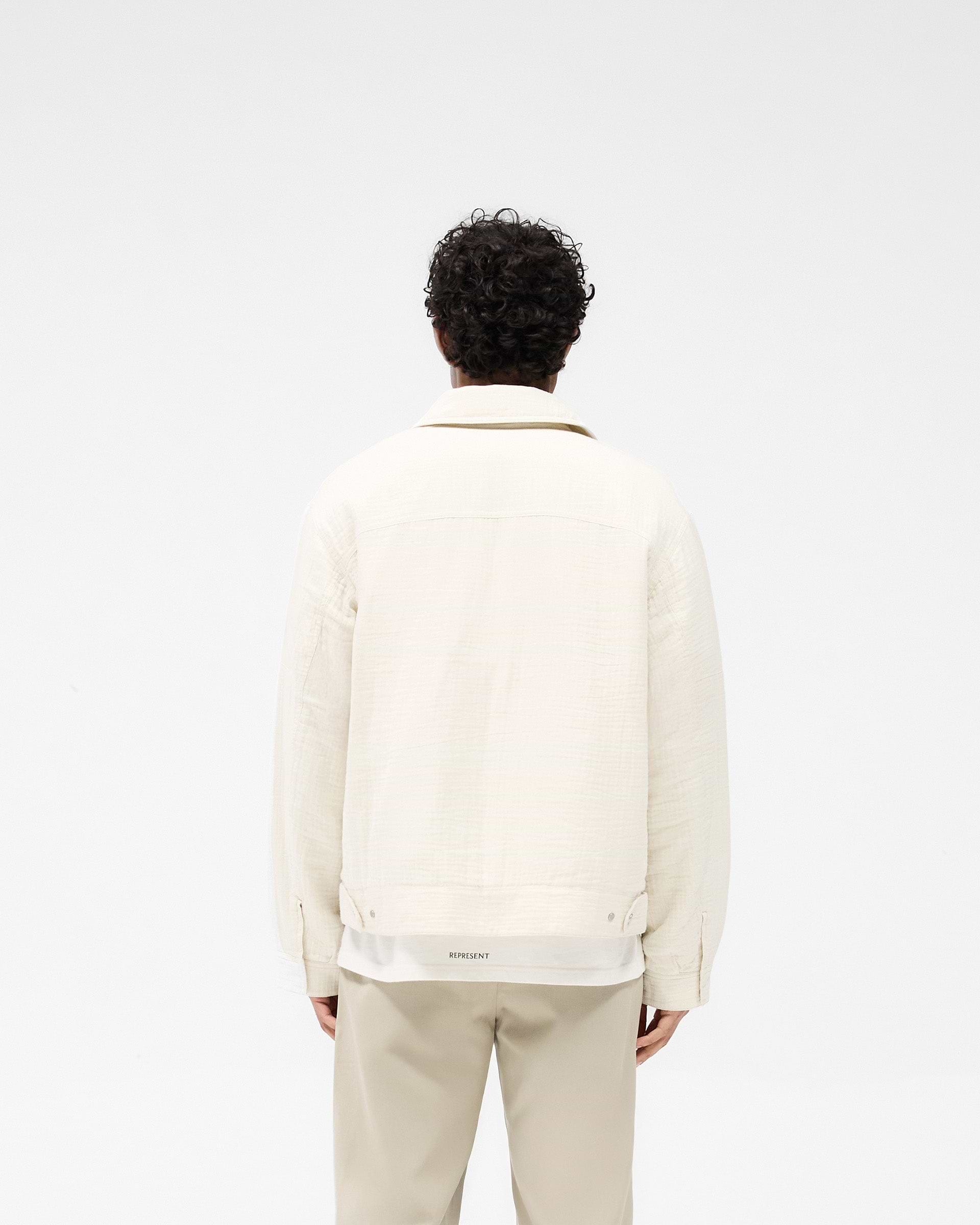 Crinkle Trucker Jacket - Ecru
