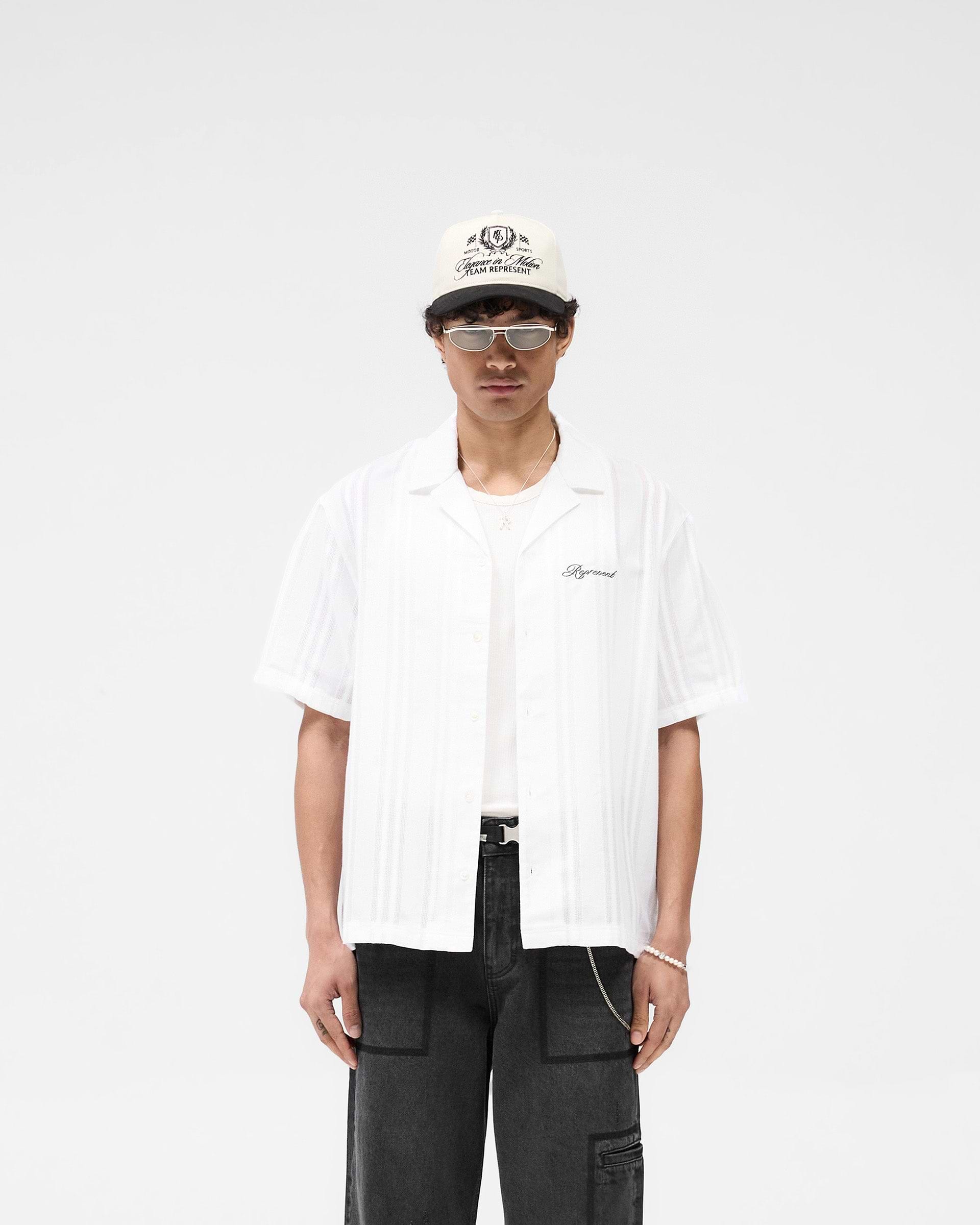 Embroidered Bowling Shirt - Antique White