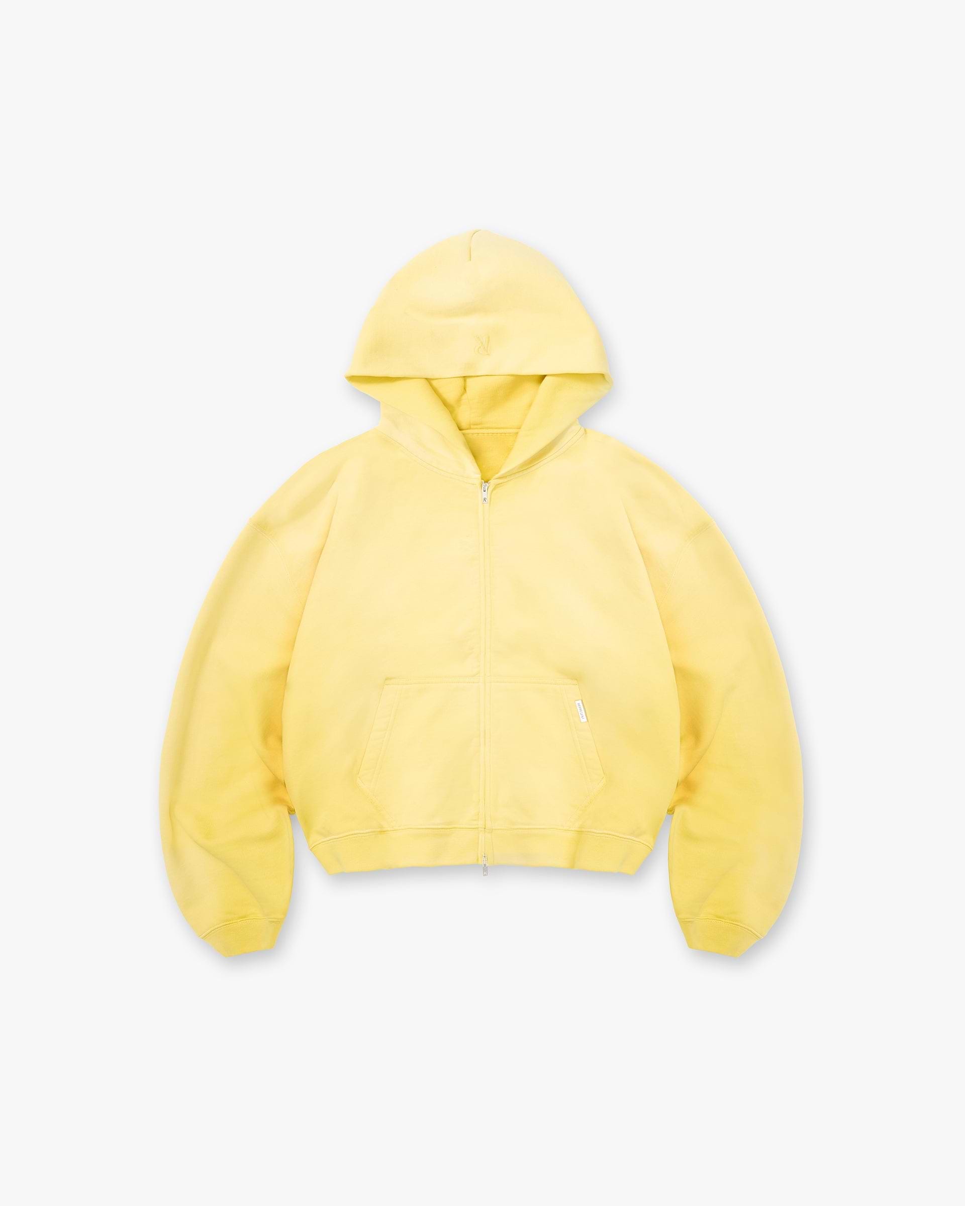 Initial Boxy Zip Through Hoodie - Canary Yellow
