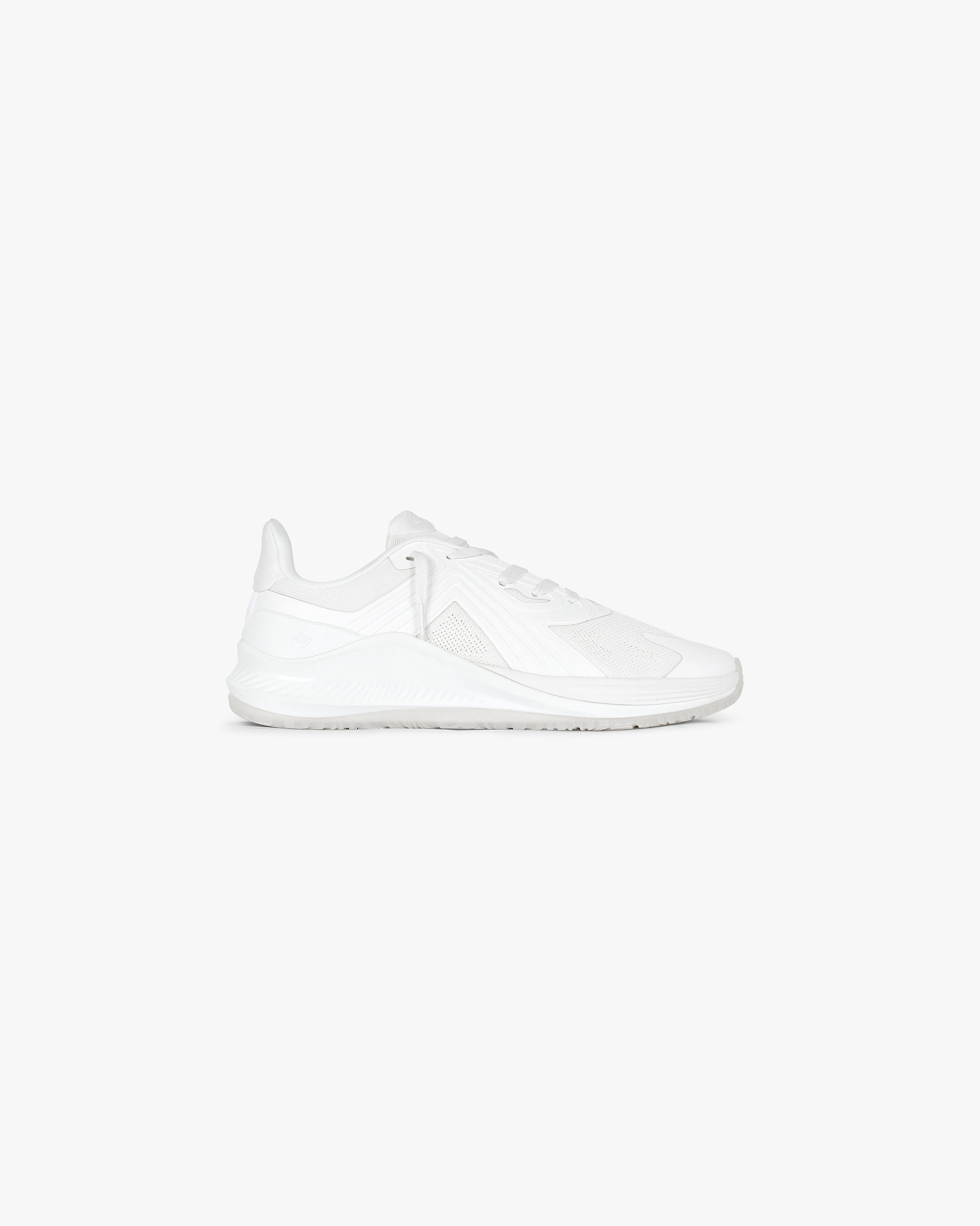 Front product image of mens white trainers on a plain white background | 247 Arc-2 Trainer in Flat White | Sleek low-top sneakers with minimalist design | 247 Footwear | Represent Clo