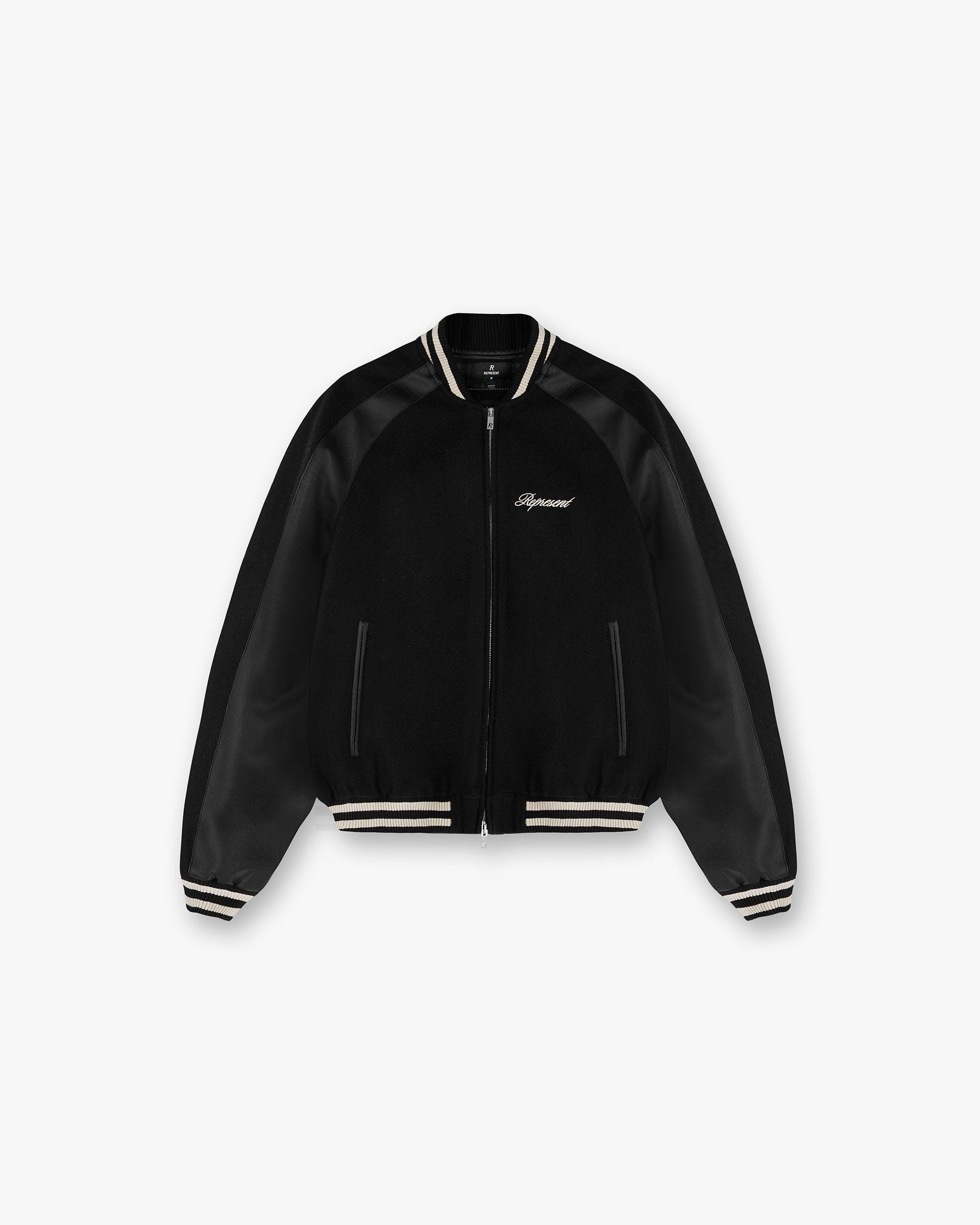 Raglan Varsity Jacket - Black | REPRESENT