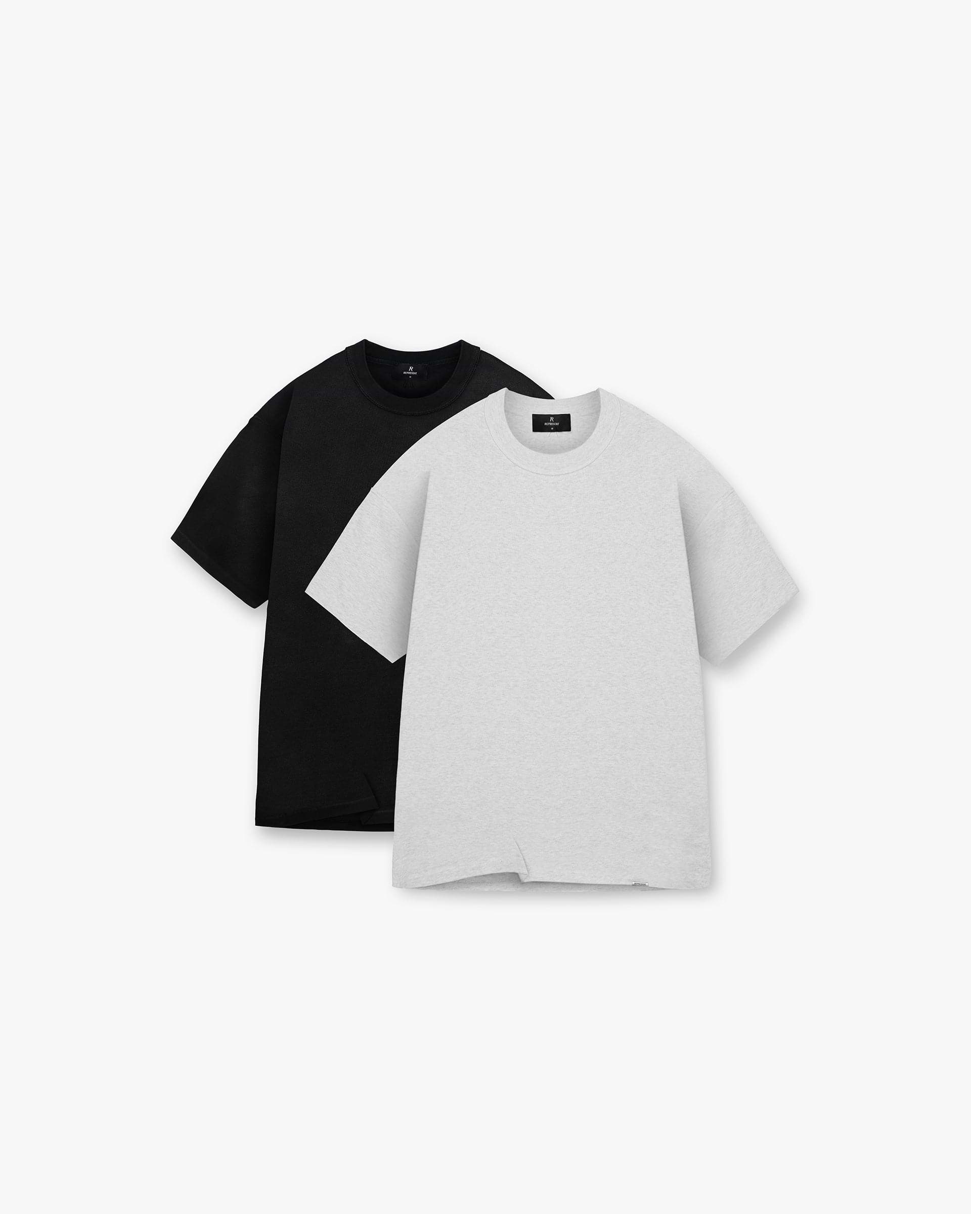 2 x Initial T-Shirt - Black & Ice Grey Marl