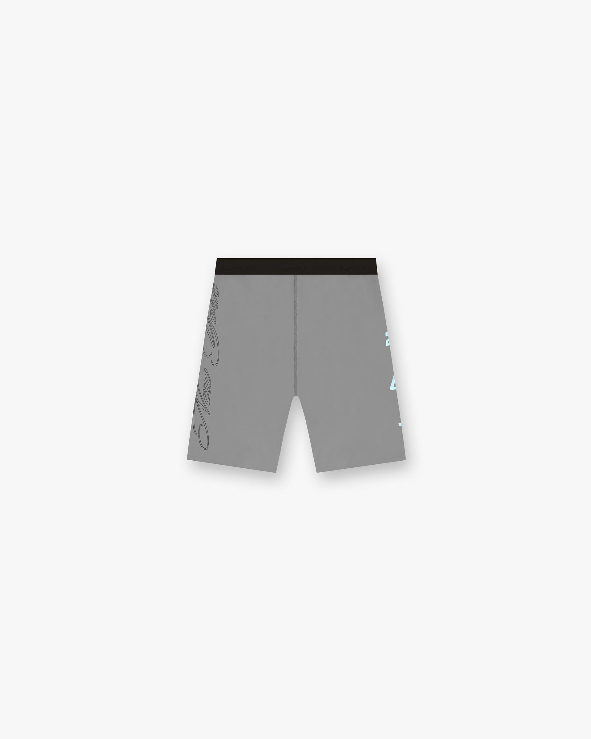Front product image of mens grey shorts on a plain white background | 247 New York Half Tight in Smoke | Shorts with medium weight jersey cotton | 247 Shorts | Represent Clo