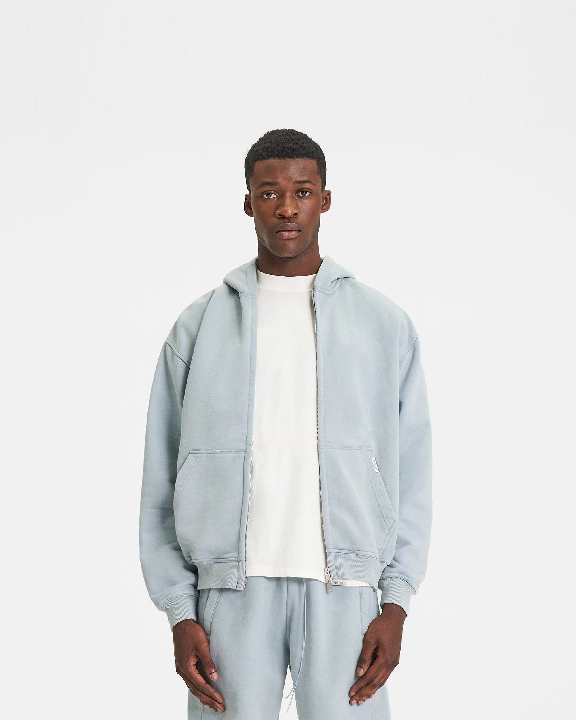 Blank Zip Hoodie | Washed Blue Hoodies BLANKS | Represent Clo