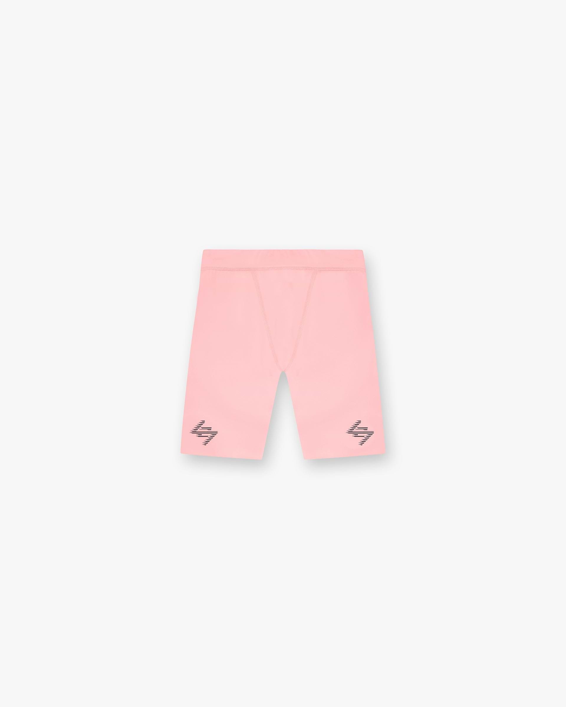 Front product image of womens pink half tight on a plain white background | 247 Los Angeles Half Tight in Pink | Half tight shorts with body skimming fit | 247 Shorts | Represent Clo