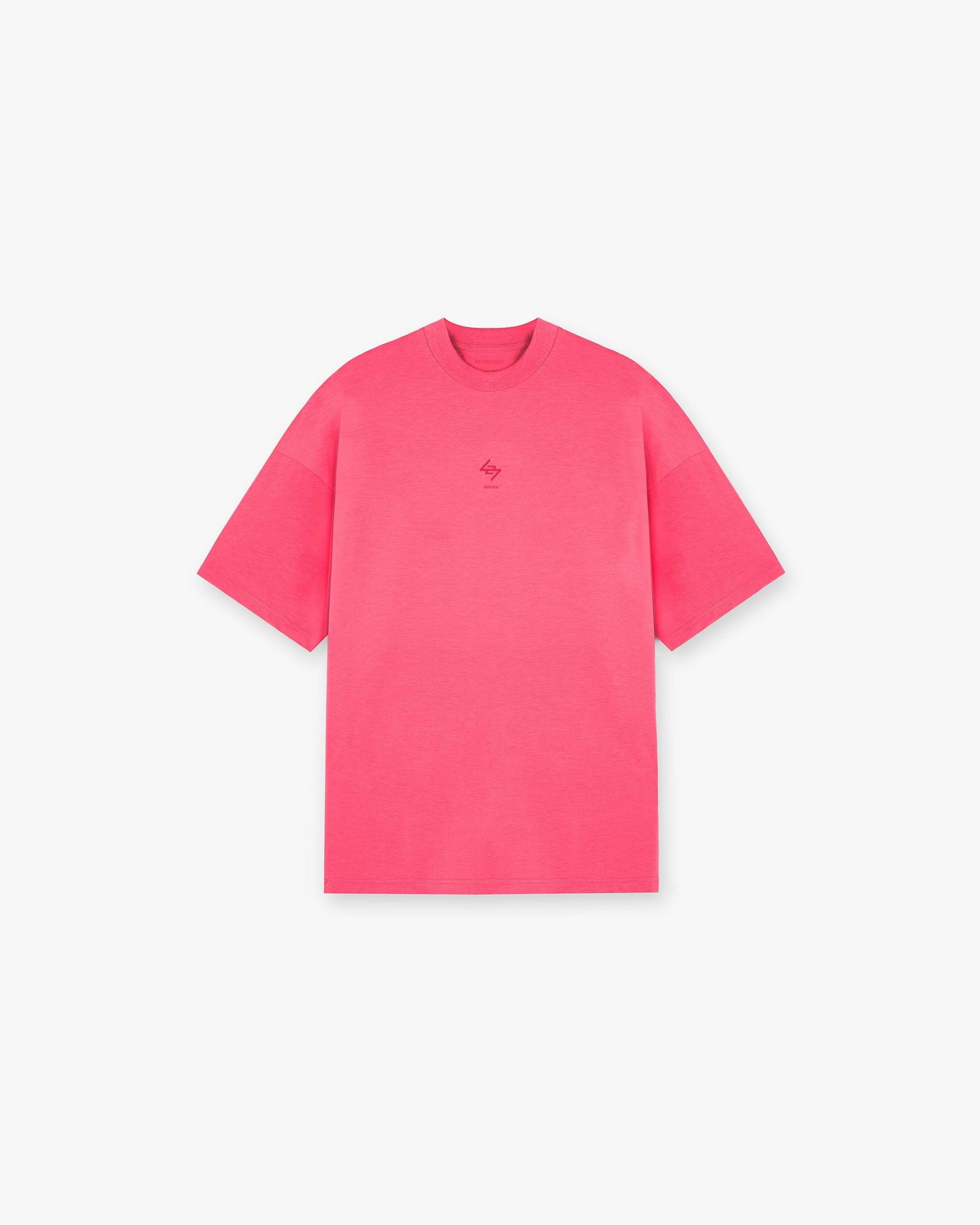 Front product image of a mens pink t-shirt on a plain white background | 247 Oversized T-Shirt in Ultra Pink | Oversized t-shirt | 247 T-Shirts | Represent Clo