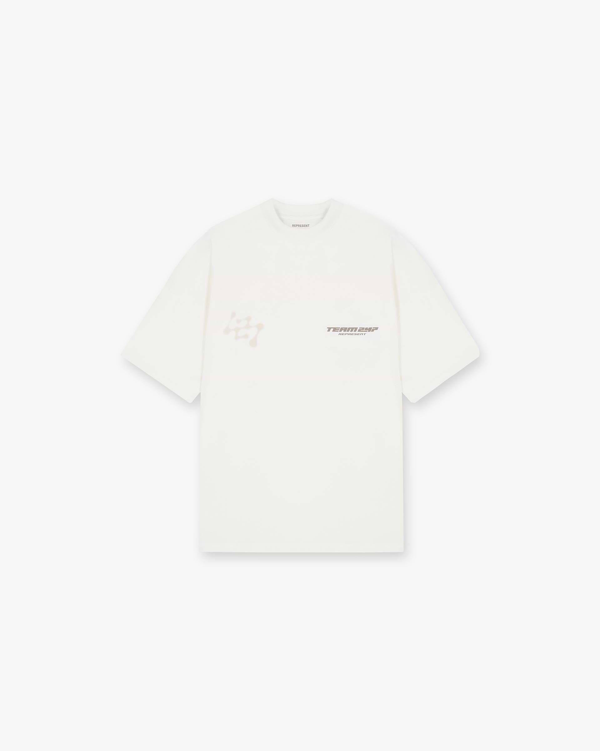 Front product image of a mens white t-shirt on a plain white background | 247 Future Terrains Oversized T-Shirt in Flat White | Oversized t-shirt | 247 T-Shirts | Represent Clo