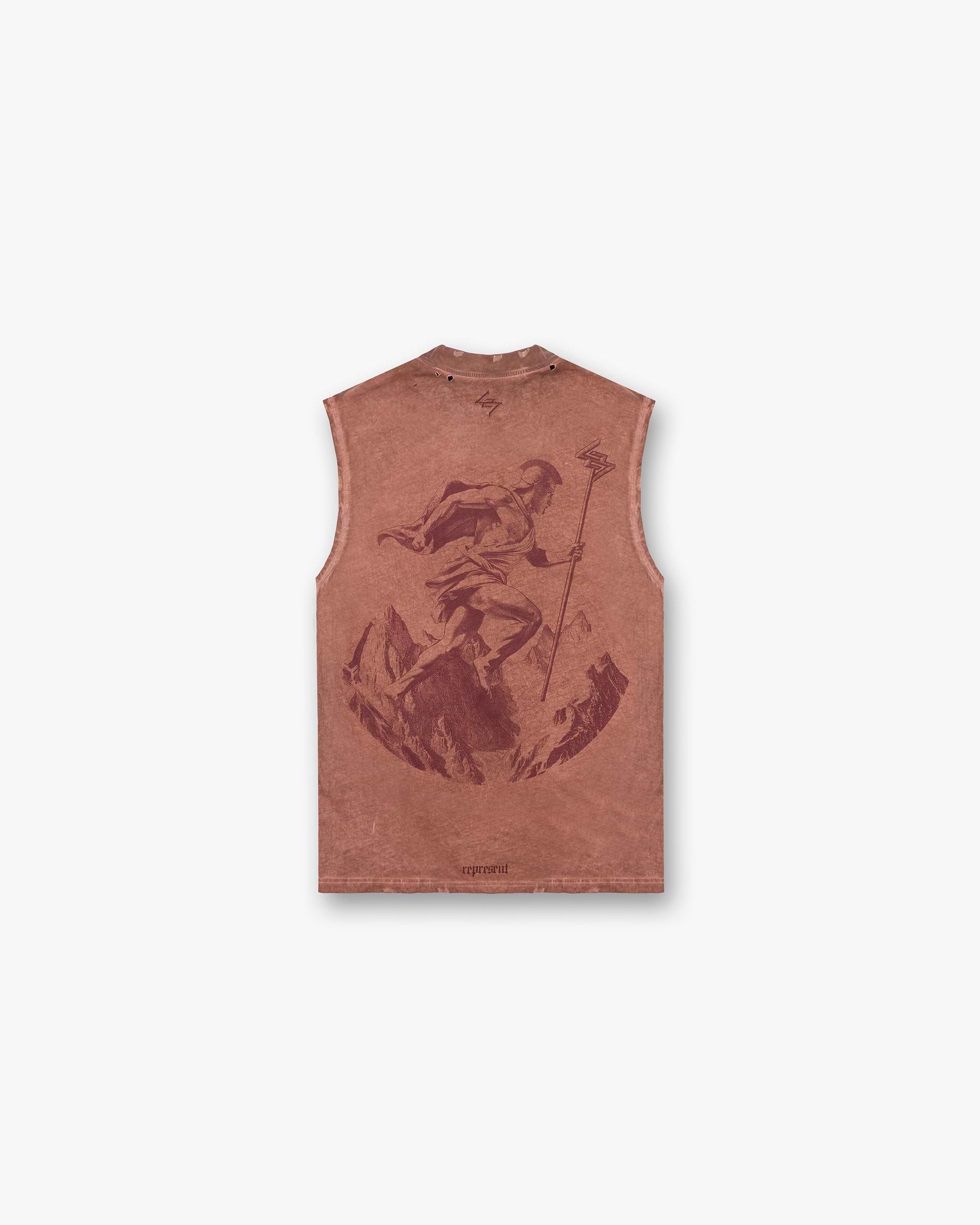 Back product image of a mens rust tank top on a plain white background | WG247 Tank in Rust | Tank with vintage 247 typography and distressed details | 247 T-Shirts | Represent Clo