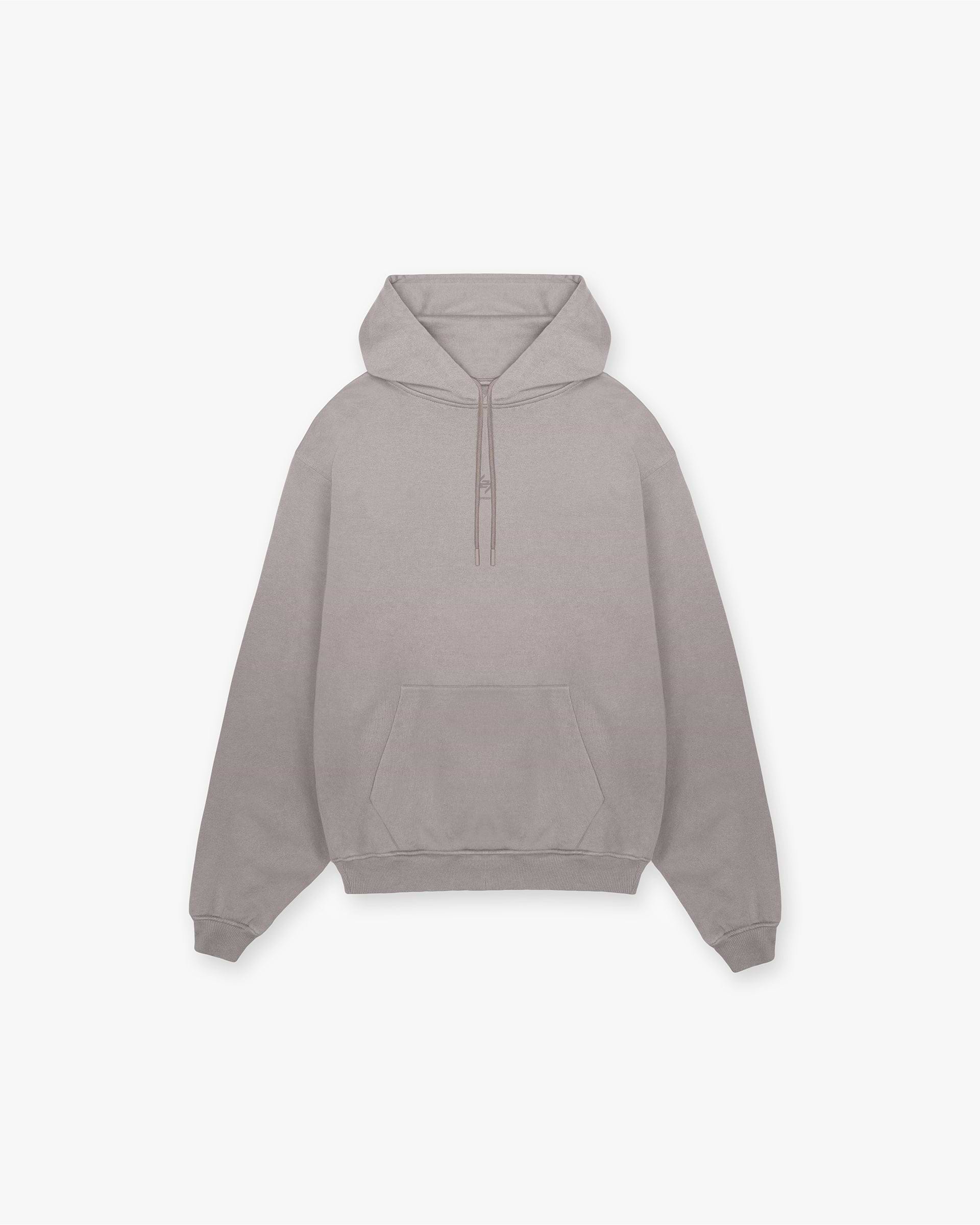 Front product image of a mens grey hoodie on a plain white background | 247 Oversized Hoodie in Cinder | Oversized fit hoodie | 247 Hoodies | Represent Clo