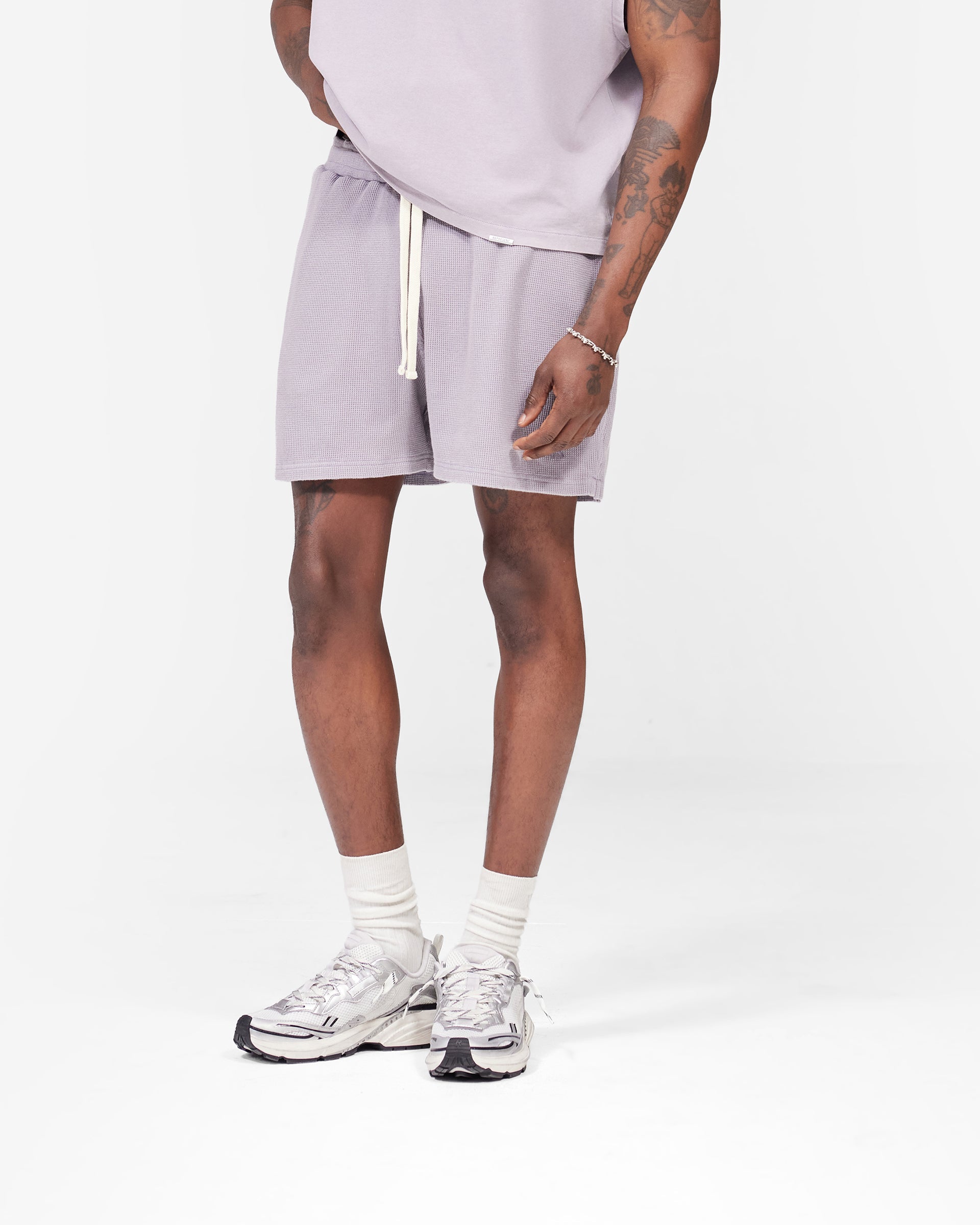 Initial Waffle Shorts- Mist