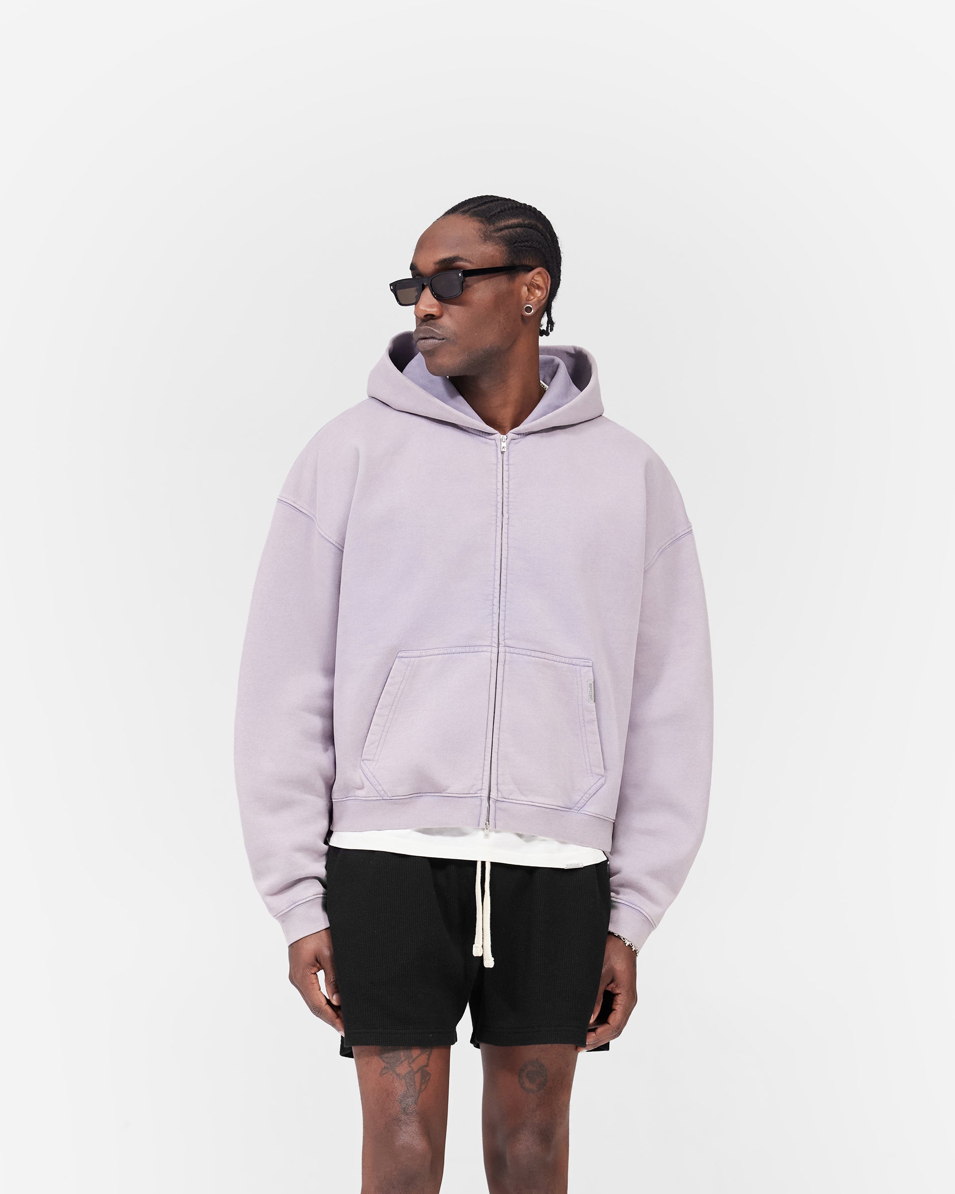 Initial Boxy Zip Through Hoodie - Mist