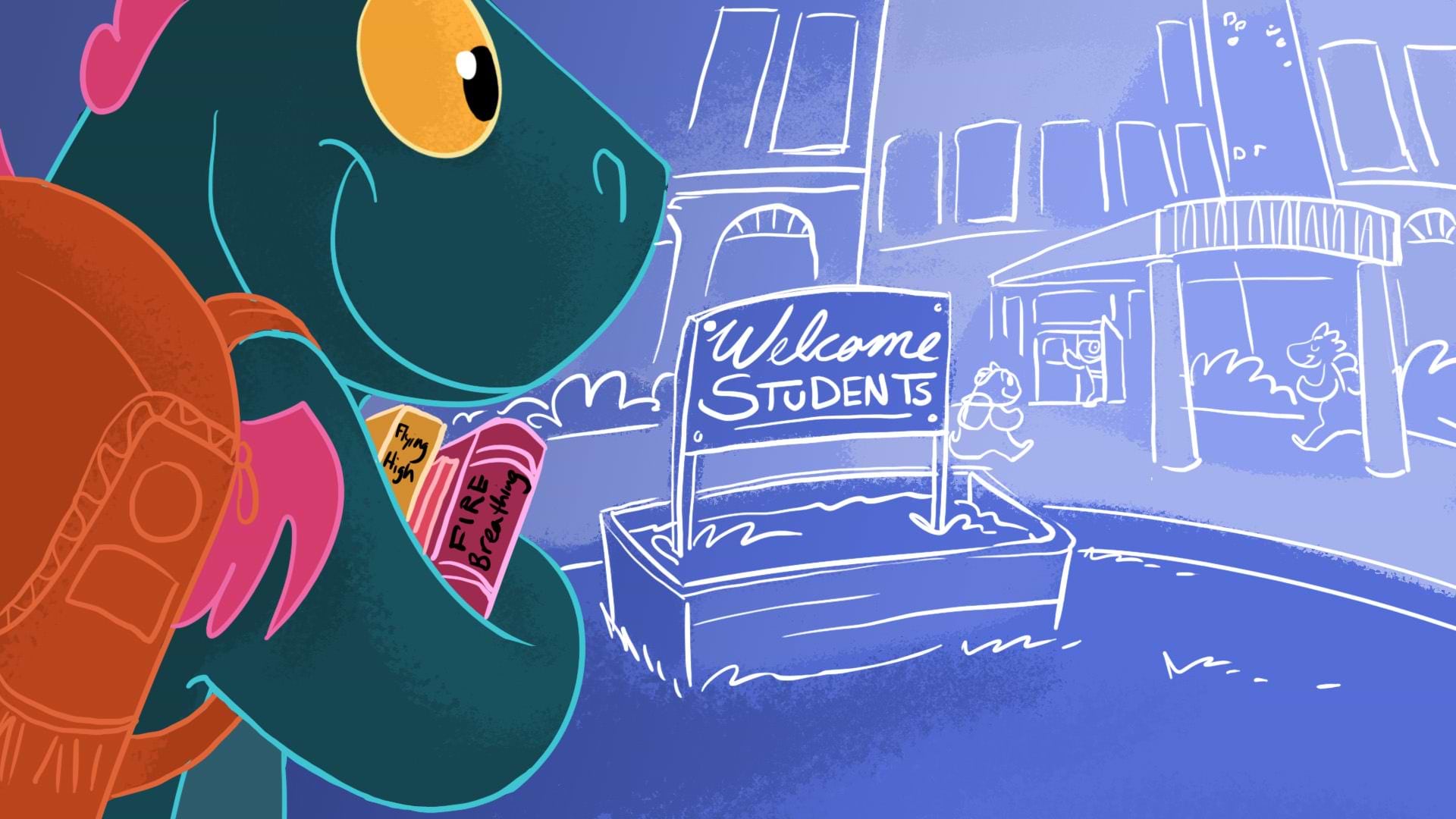 Toastee the Heat Holders dragon being welcomed back to school