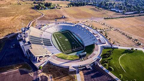 Open air football stadium.