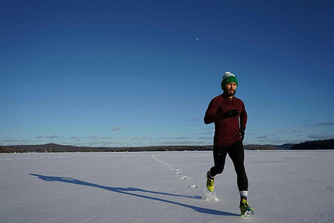 Man running in the winter