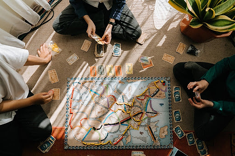 People playing a board game