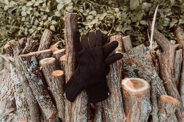 Heat Holders® Thermal Gloves on a stack of wood.