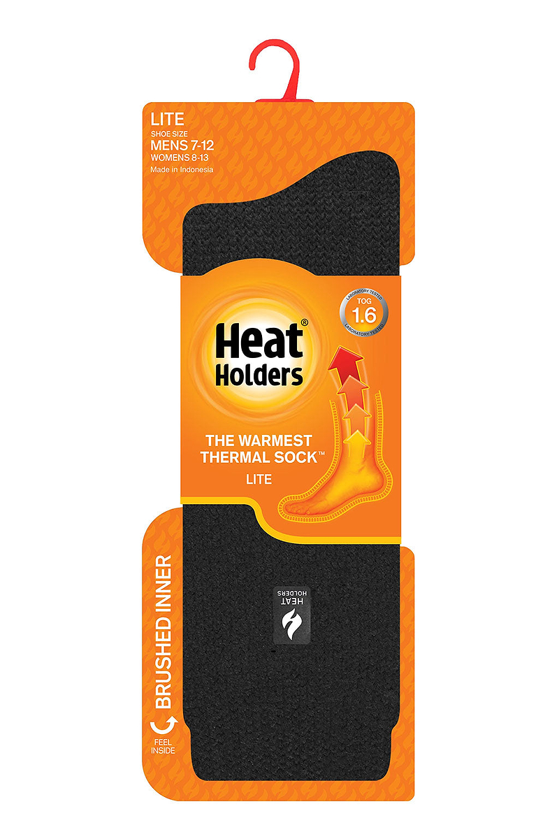 Heat Holders® Men's Black LITE™ Crew Socks Packaging