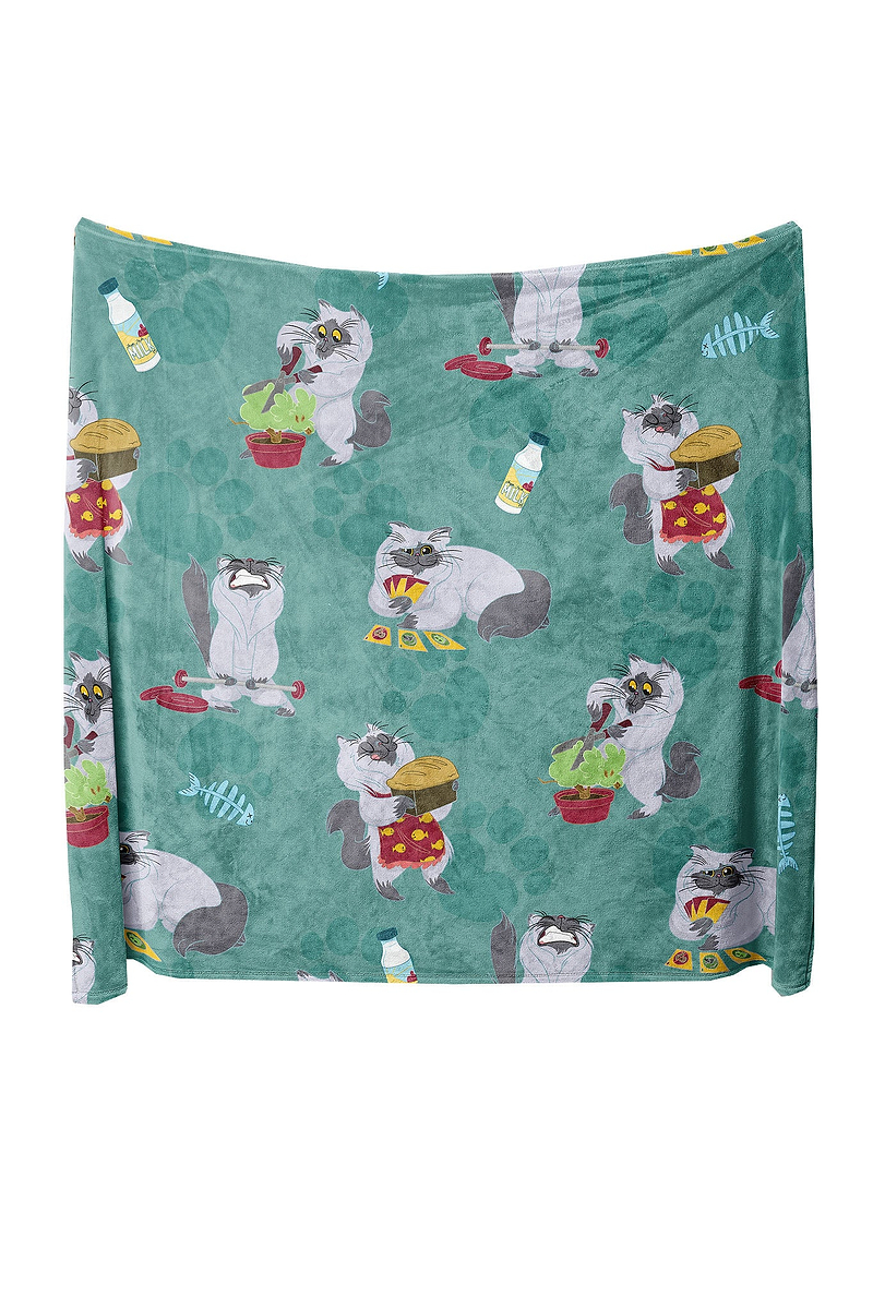 Heat Holders Busy Kitty Blanket Turquoise - Open