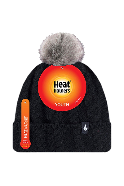 Heat Holders Kids' Glacier Peak Thermal Hat Black #color_black