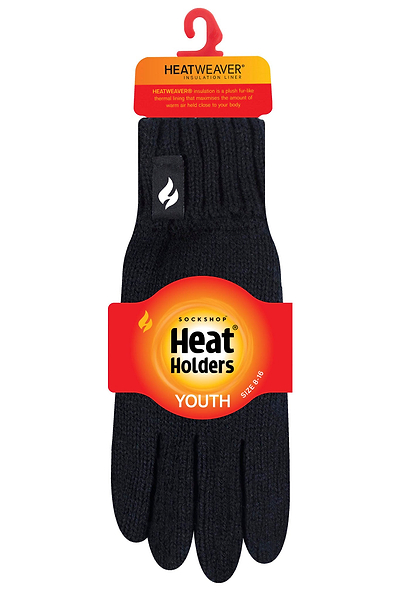 Heat Holders Kids' Storm Rider Thermal Gloves Black - Packaging