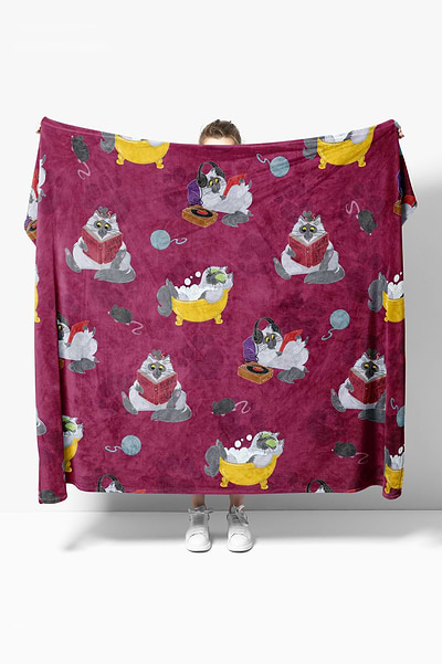 Heat Holders Lazy Kitty Blanket Raspberry - Model #color_raspberry