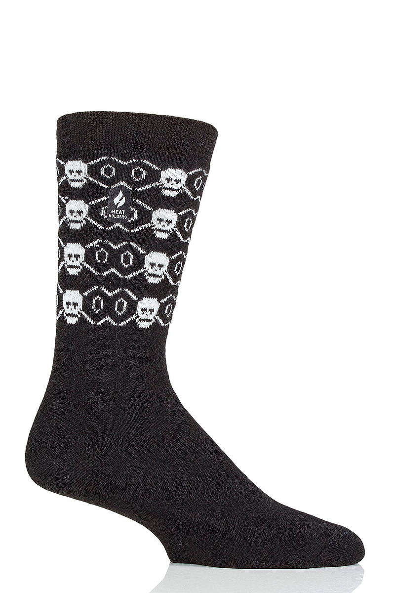 Heat Holders Men's Bones Ultra Lite Solid Thermal Crew Sock Black/White