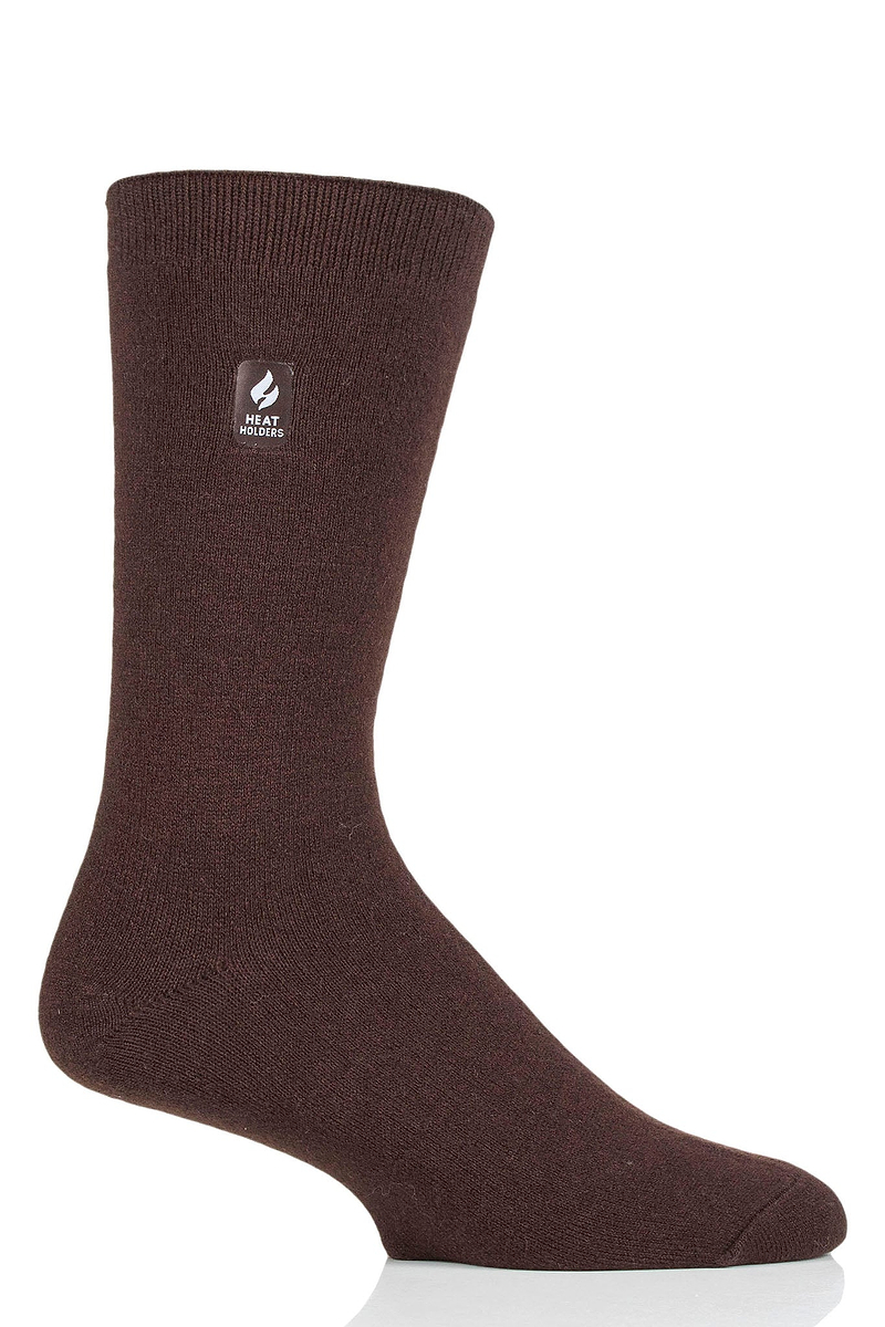 Heat Holders Men's Cardinal Ultra Lite Solid Thermal Crew Sock Brown