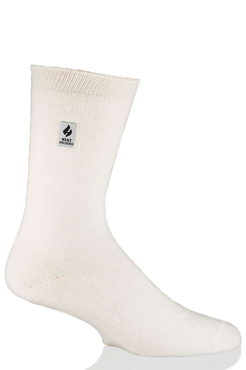 Heat Holders Men's Cardinal Ultra Lite Solid Thermal Crew Sock White