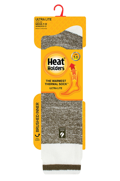 Heat Holders Men's Charlie ULTRA LITE Cream Block Twist Long Forest Green - Pack