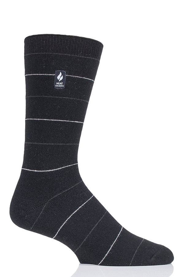 Heat Holders Men's Corbin Ultra Lite Fine Stripe Thermal Crew Sock Black #color_black