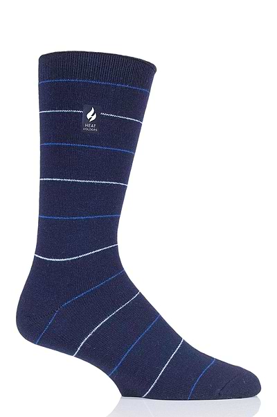 Heat Holders Men's Corbin Ultra Lite Fine Stripe Thermal Crew Sock Navy #color_navy