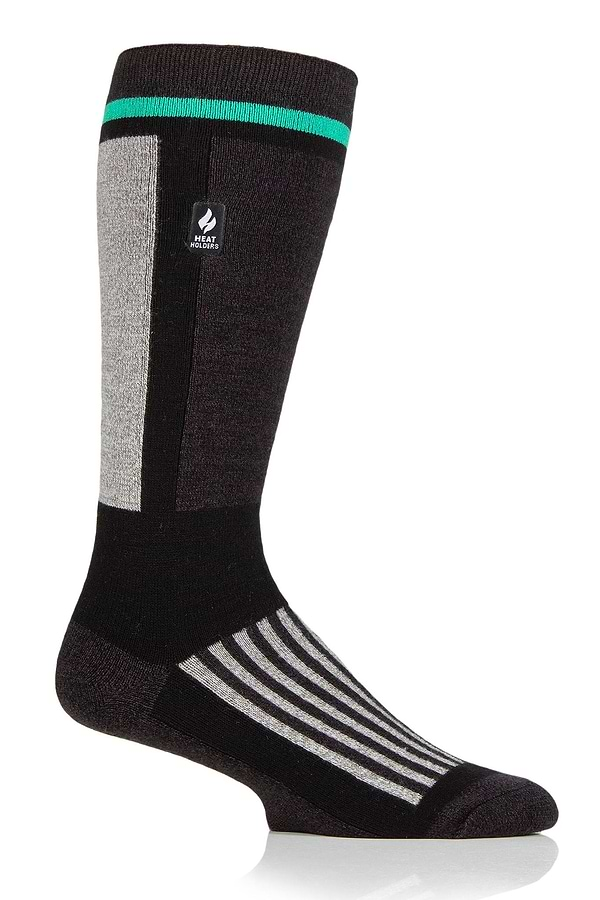 Heat Holders Men's Glacier Snowsports Long Thermal Sock Black/Green #color_black/green