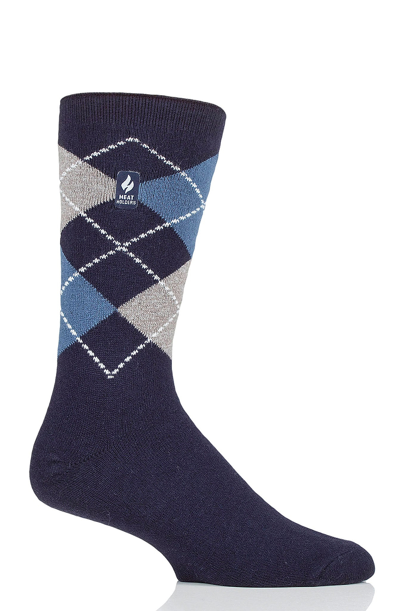 Heat Holders Men's Jake Ultra Lite Argyle Thermal Crew Sock Navy