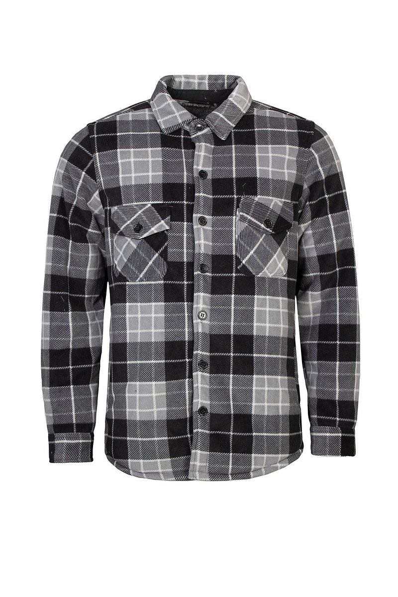 Heat Holders Mens Jax Long Sleeve Plaid Shirt Jacket Grey/Black