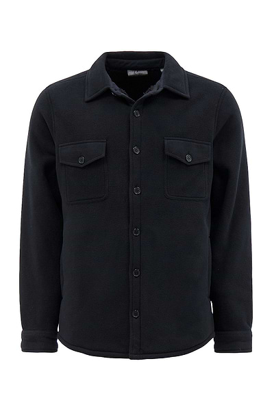 Heat Holders Mens Jax Long Sleeve Solid Shirt Jacket Black #color_black