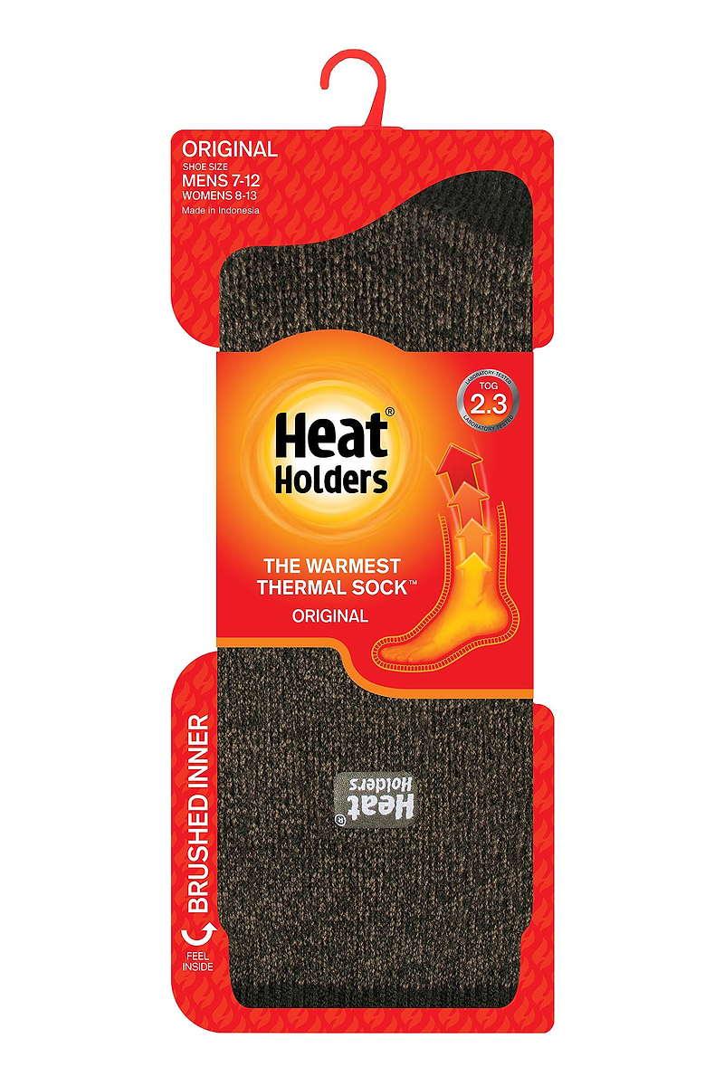 Heat Holders Men's Original Twist Thermal Crew Sock Forest Green/Khaki - Packaging