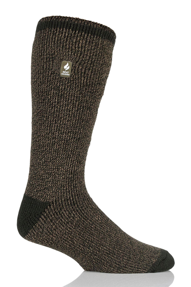 Heat Holders Men's Original Twist Thermal Crew Sock Forest Green/Khaki