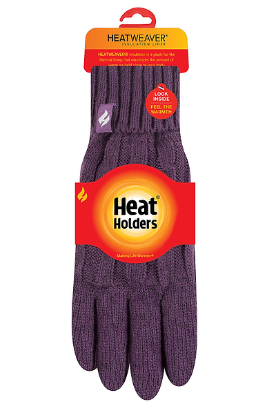 Heat Holders Women's Amelia Cable Knit Thermal Gloves Black #color_black