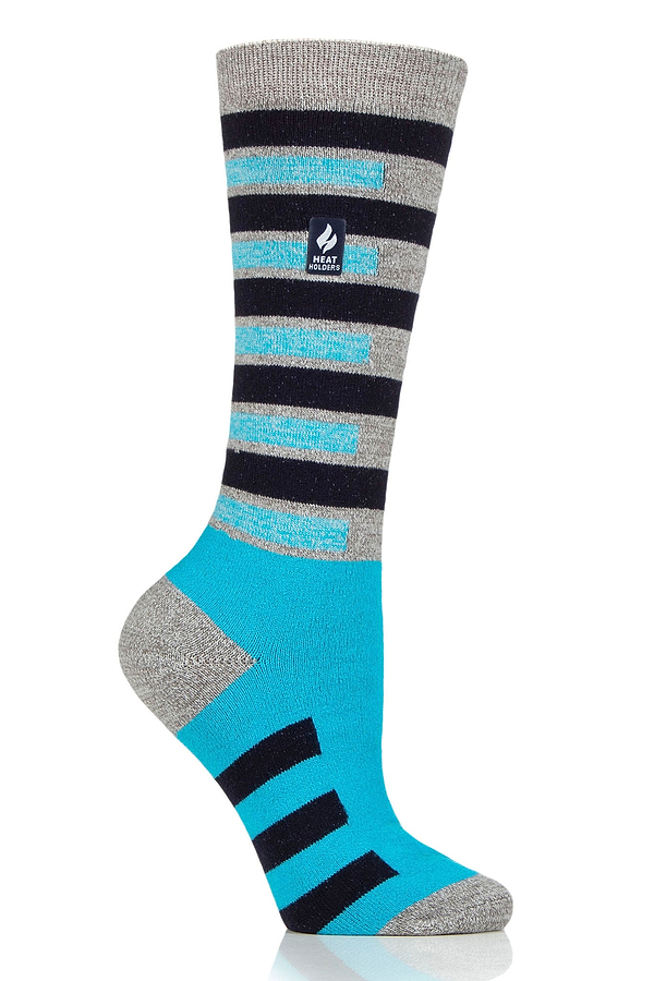 Heat Holders Women's Camille Snowsports Long Thermal Sock Grey/Aqua #color_grey/aqua