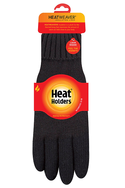 Heat Holders Carina Women's Flat Knit Gloves Black #color_black
