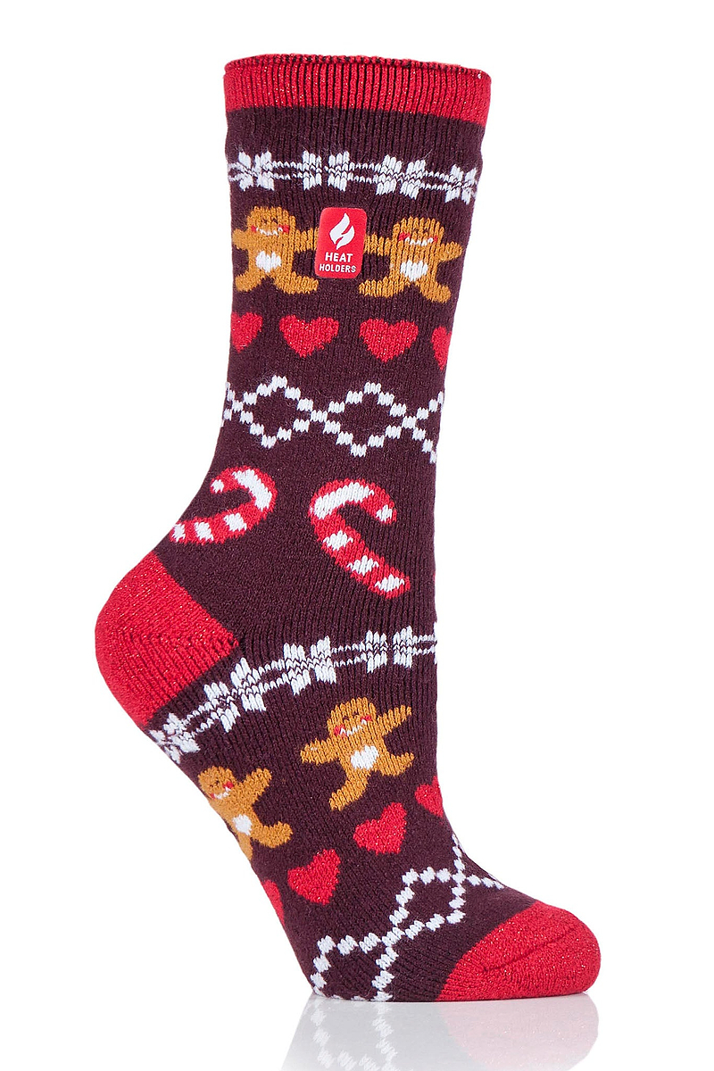 Heat Holders Women's Carol Lite Festive Thermal Crew Sock Gingerbread