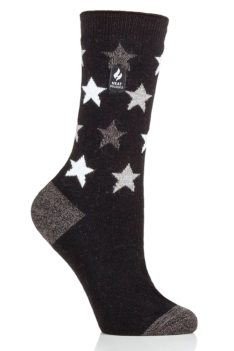 Heat Holders Women's Cosmos Ultra Lite Solid Star Thermal Crew Sock Black