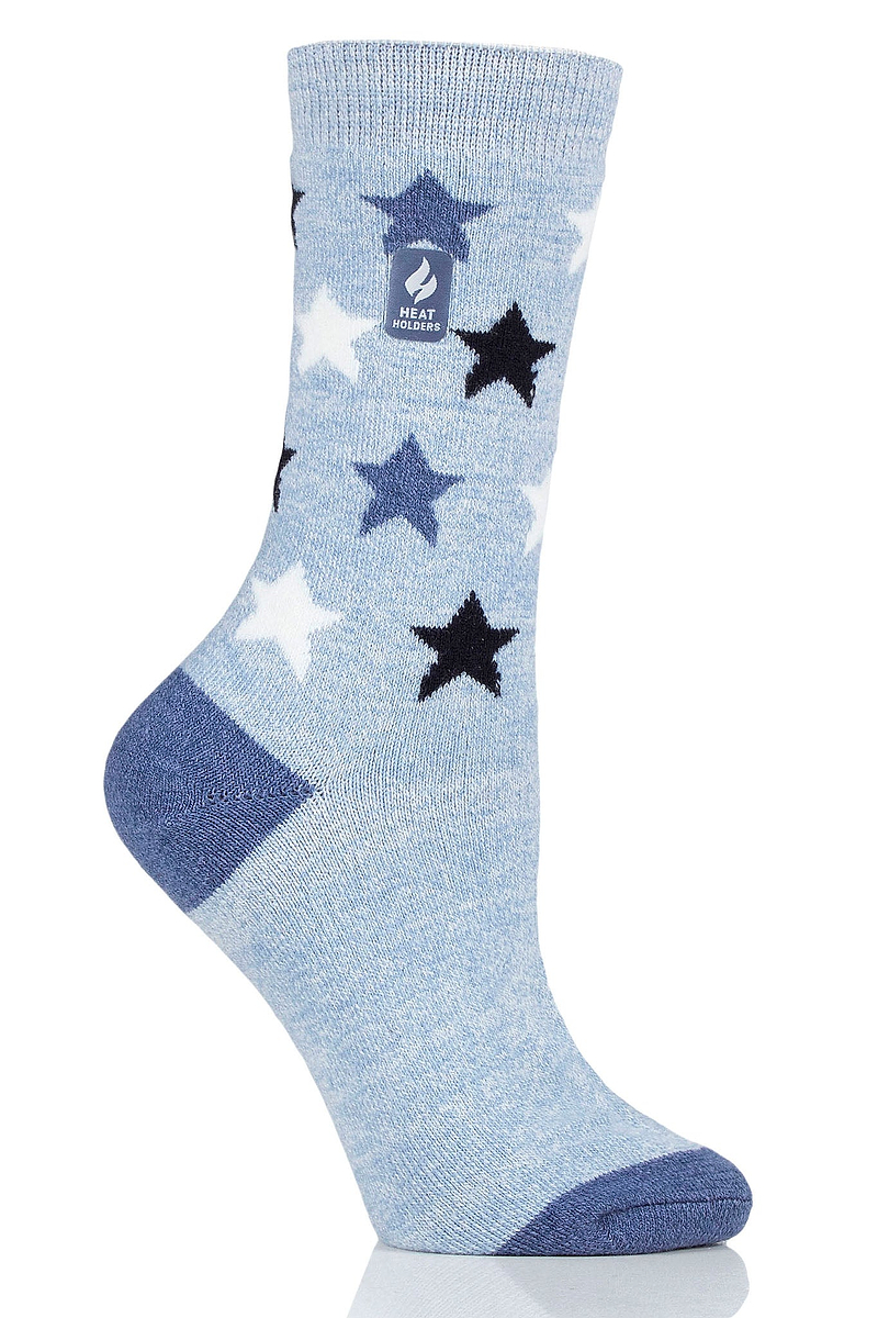 Heat Holders Women's Cosmos Ultra Lite Twist Star Thermal Crew Sock Denim