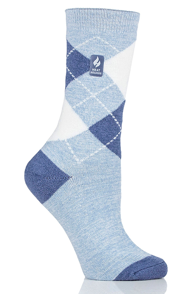Heat Holders Women's Delilah Ultra Lite Argyle Thermal Crew Sock Denim #color_denim