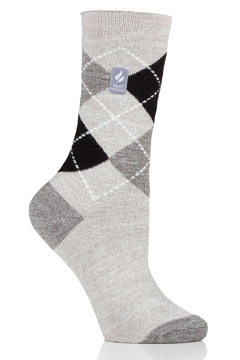 Heat Holders Women's Delilah Ultra Lite Argyle Thermal Crew Sock Light Grey