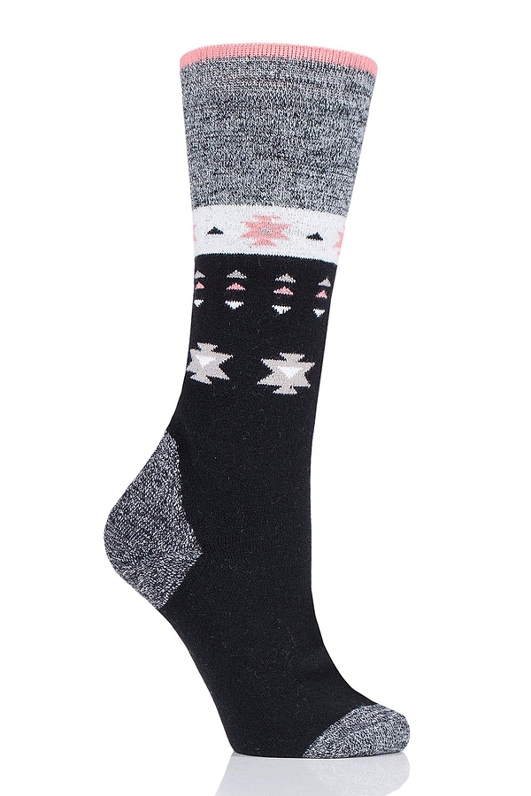 Heat Holders Women's Janica Aztec Snowsports Long Sock Black #color_black