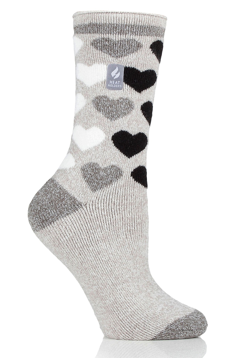 Heat Holders Women's Jennifer Lite Heart Thermal Crew Sock Light Grey